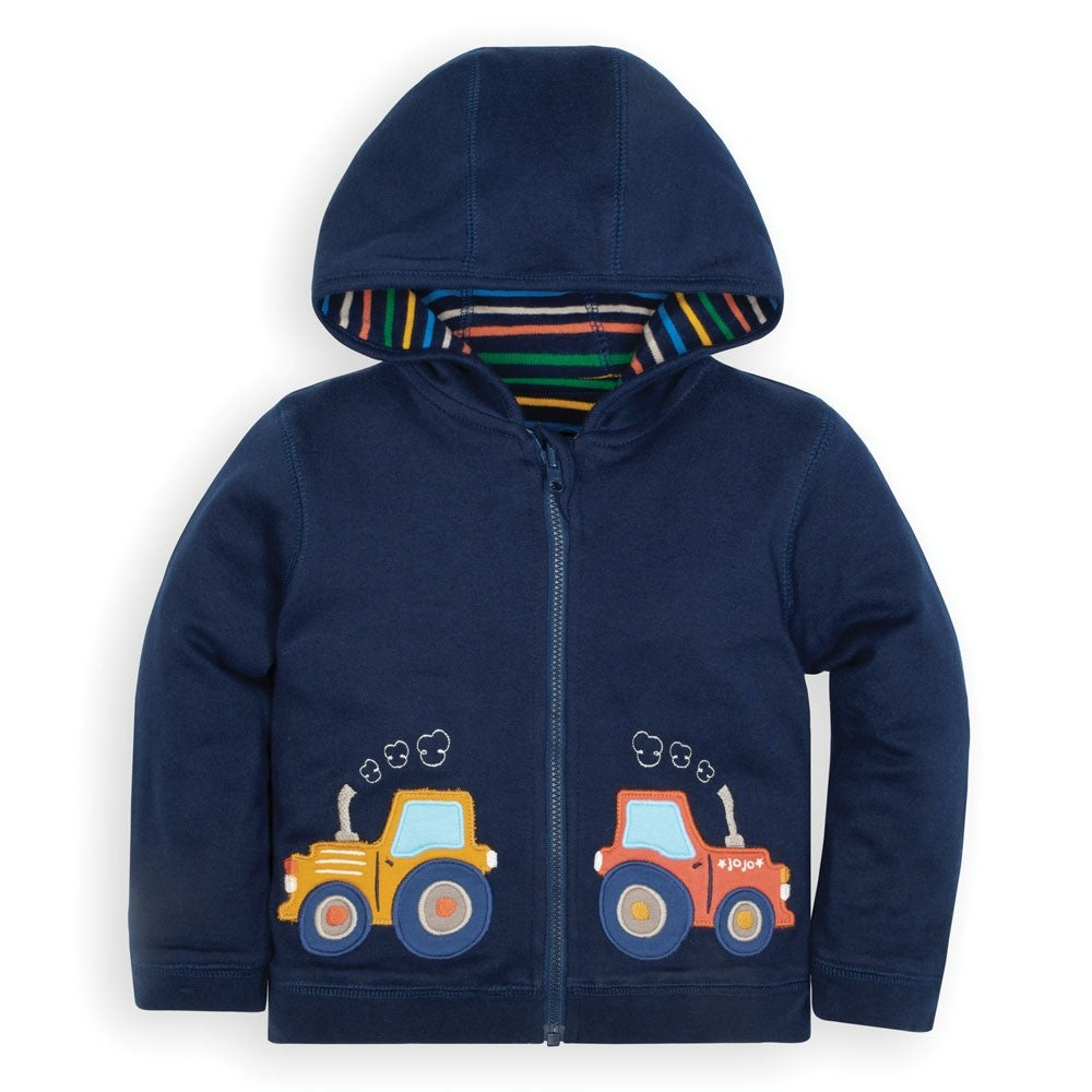 Jojo Maman Bebe Kids Navy Tractor Reversible Hoodie