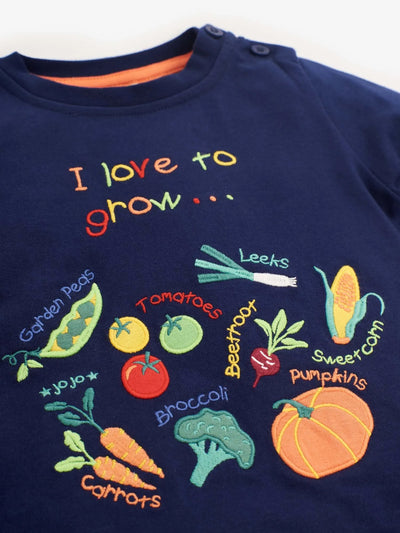 Jojo Maman Bebe Kids Boy's Navy Growing Vegetables Top