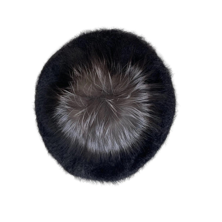 Petite Maison Milana Noir Berets Hat w/ Fur Pom Pom (1-8Y)