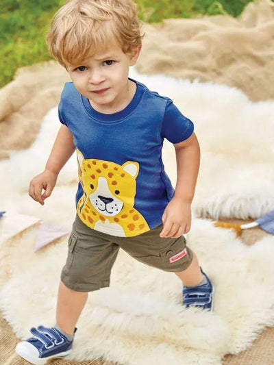 Jojo Maman Bebe Kids Boy's Cheetah T-Shirt - Indigo