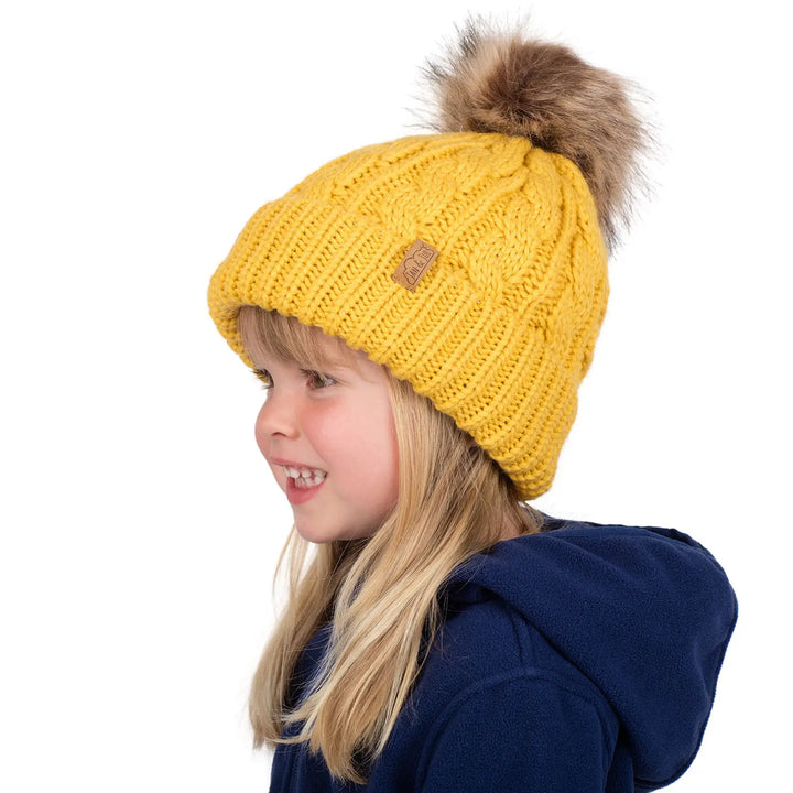 >Jan & Jul Kids & Adult Cable Knit Twinning Beanies Hat - Mustard