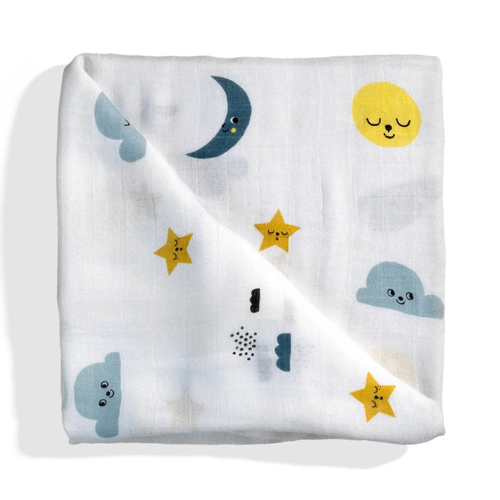 Rookie Humans Bamboo Baby Swaddle - Moon & Stars Print 47x47 in