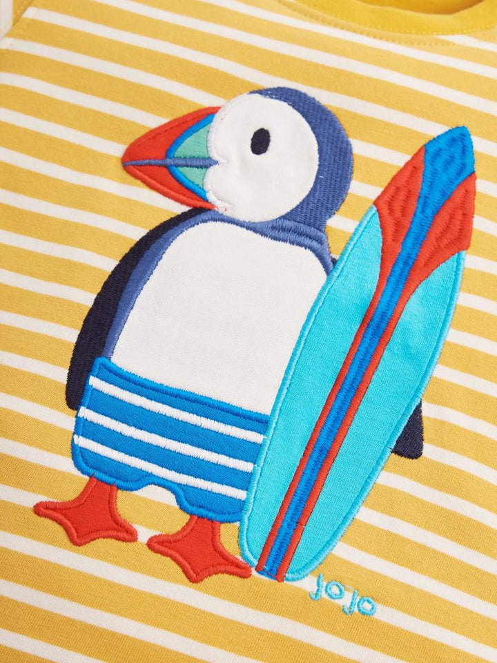 Jojo Maman Bebe Kids Surfing Puffin Applique T-Shirt