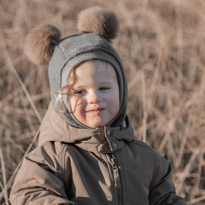 HUTTELIHUT Kids BIG BEAR Elefanthut w/ 2 Alpaca Pompoms - Camel