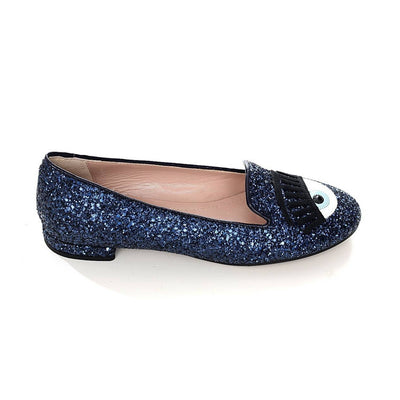 Chiara Ferragni Women's Blue Glitter Flirting Flat