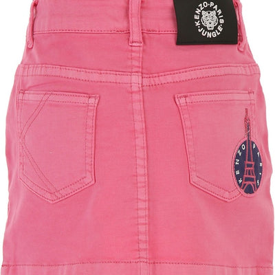 Kenzo Kids Girl Jupe Jean Patchs Skirt in Old Pink KK27008 320