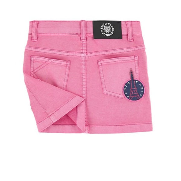 Kenzo Kids Girl Jupe Jean Patchs Skirt in Old Pink