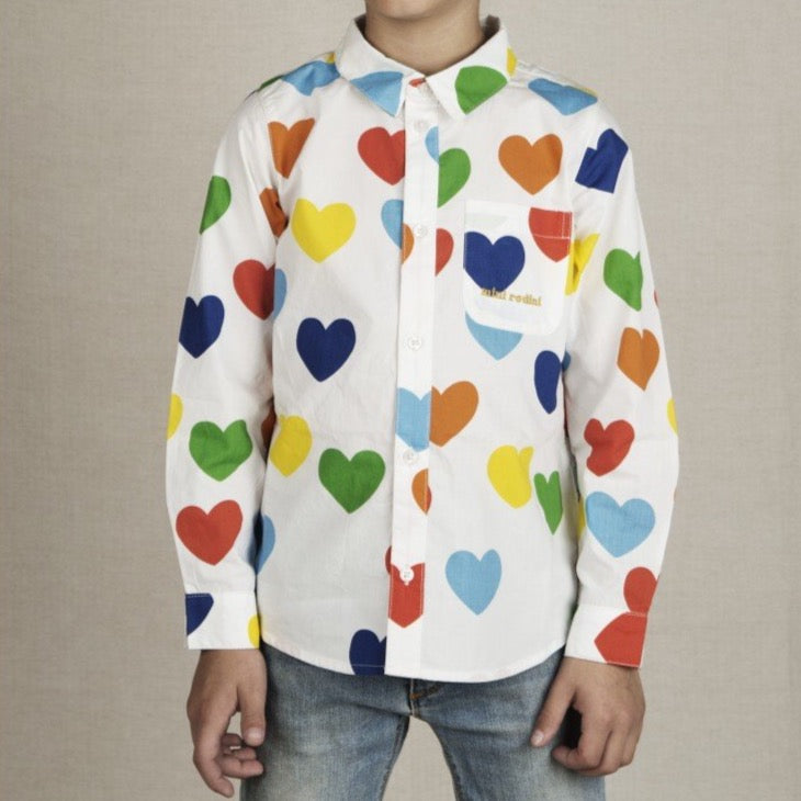 Mini Rodini Kids Rainbow Love Woven Shirt