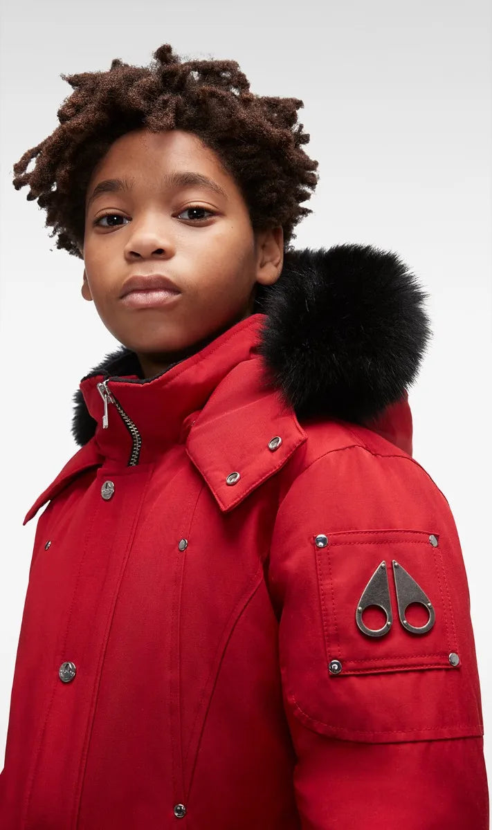 Moose Knuckles Kids Unisex Original Parka Winter Coat in Deep Red Bl Mom Loves Me Children Boutique