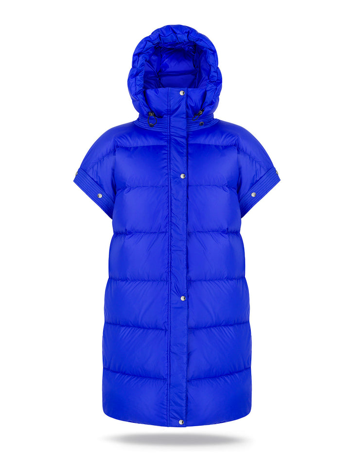 Fluff Women Detachable Sleeves Oversize Coat in Cobalt