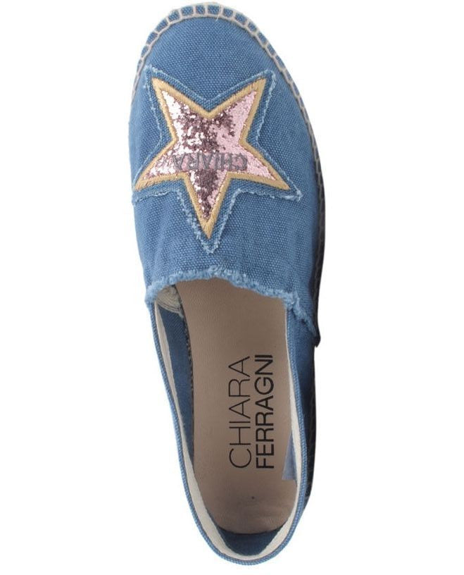 Chiara Ferragni Women's Denim Hollywood Star 'Joanne' Espadrilles Slippers