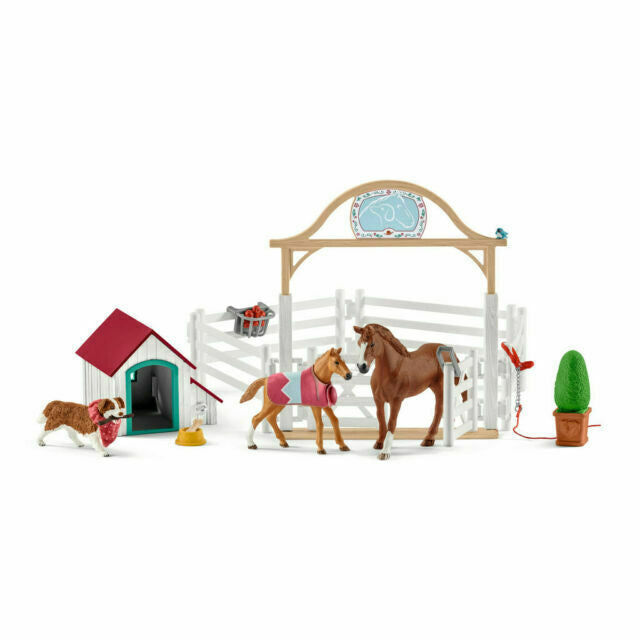 >Schleich FARM WORLD - Hannah's guest horses w/ Ruby the dog