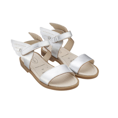 Old Soles Kids Girl Flying Leather Sandals in Silver