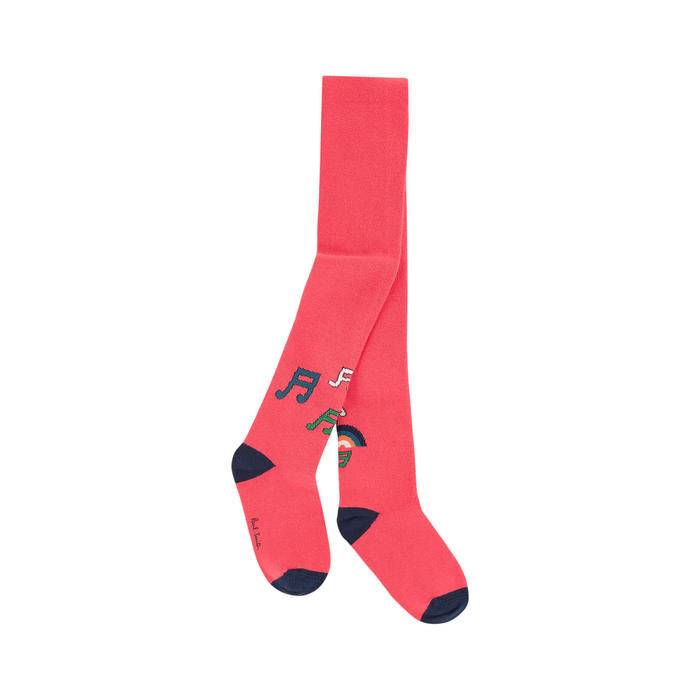 Paul Smith Junior Kids Girl Music Notes Tights in Coral Pink 5K94002-330