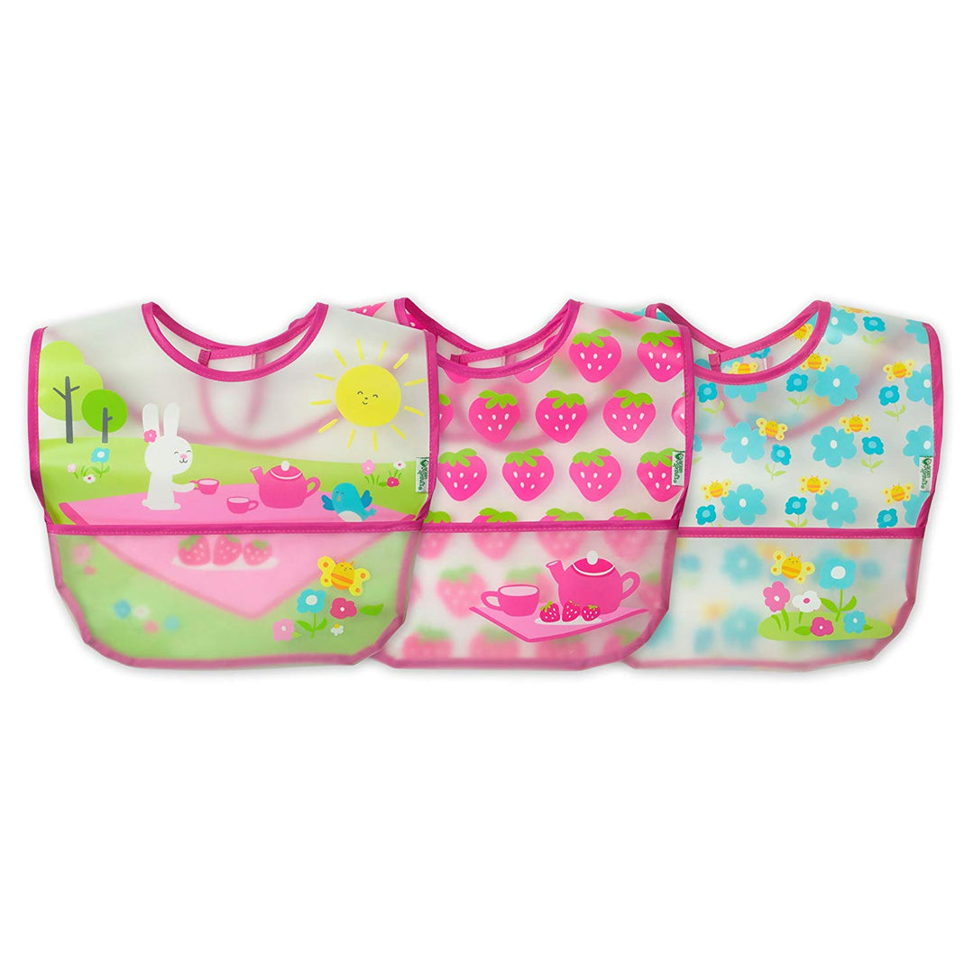 I Play Green Sprouts Wipe-Off Bibs 3Pk Pink Picnic