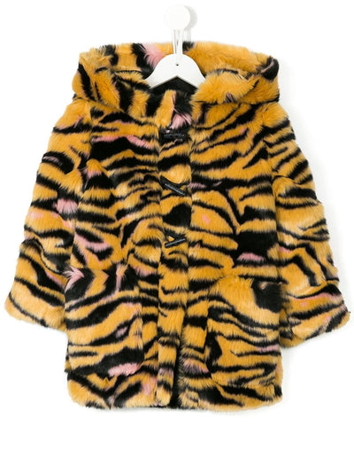Kenzo Kids Tiger Stripe Faux-fur Coat KK44008 75