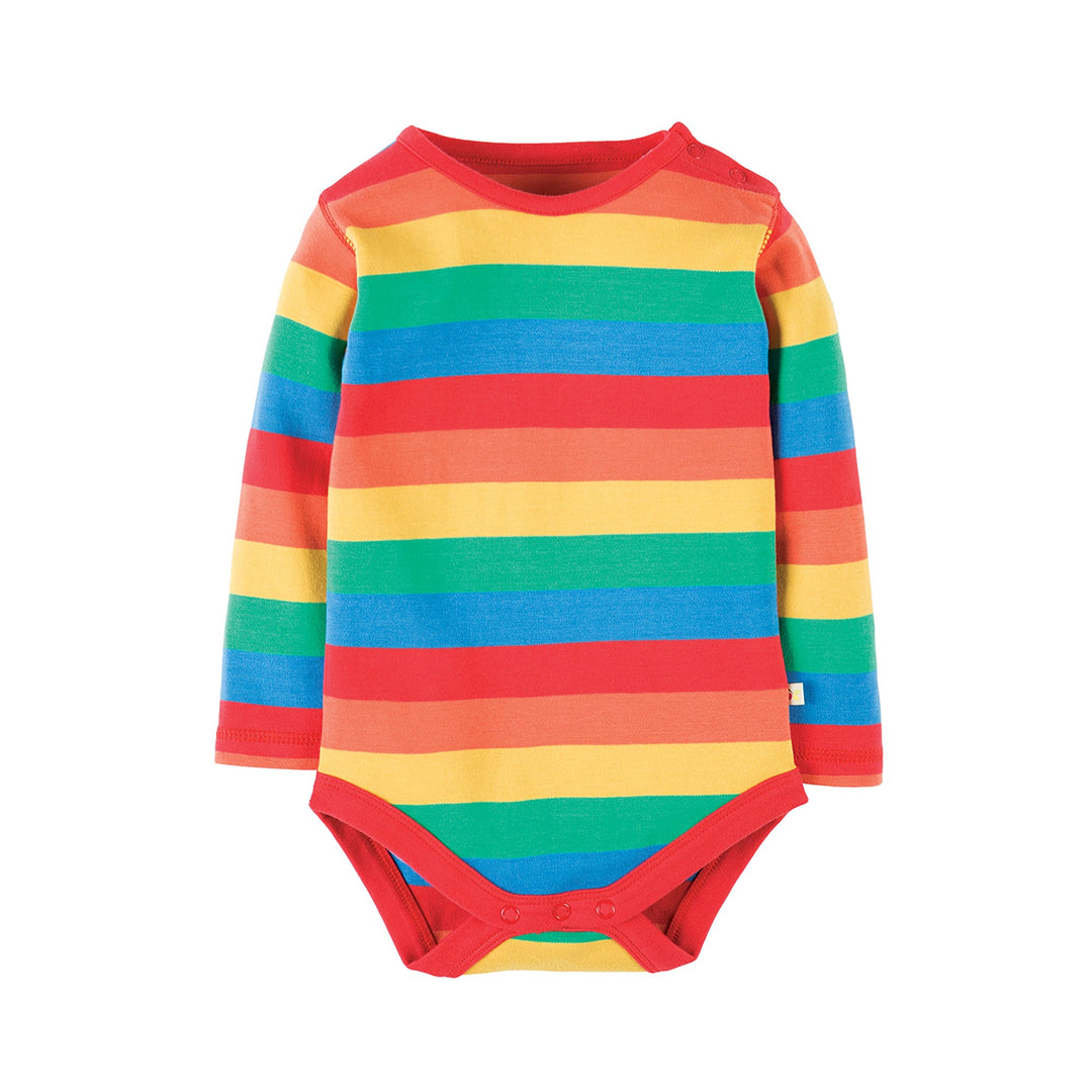 Frugi Baby Organic Cotton Rainbow Stripe Long Sleeve Bodysuit
