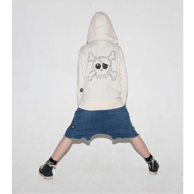 Nununu Kids White EMBROIDERED SKULL Hoodie
