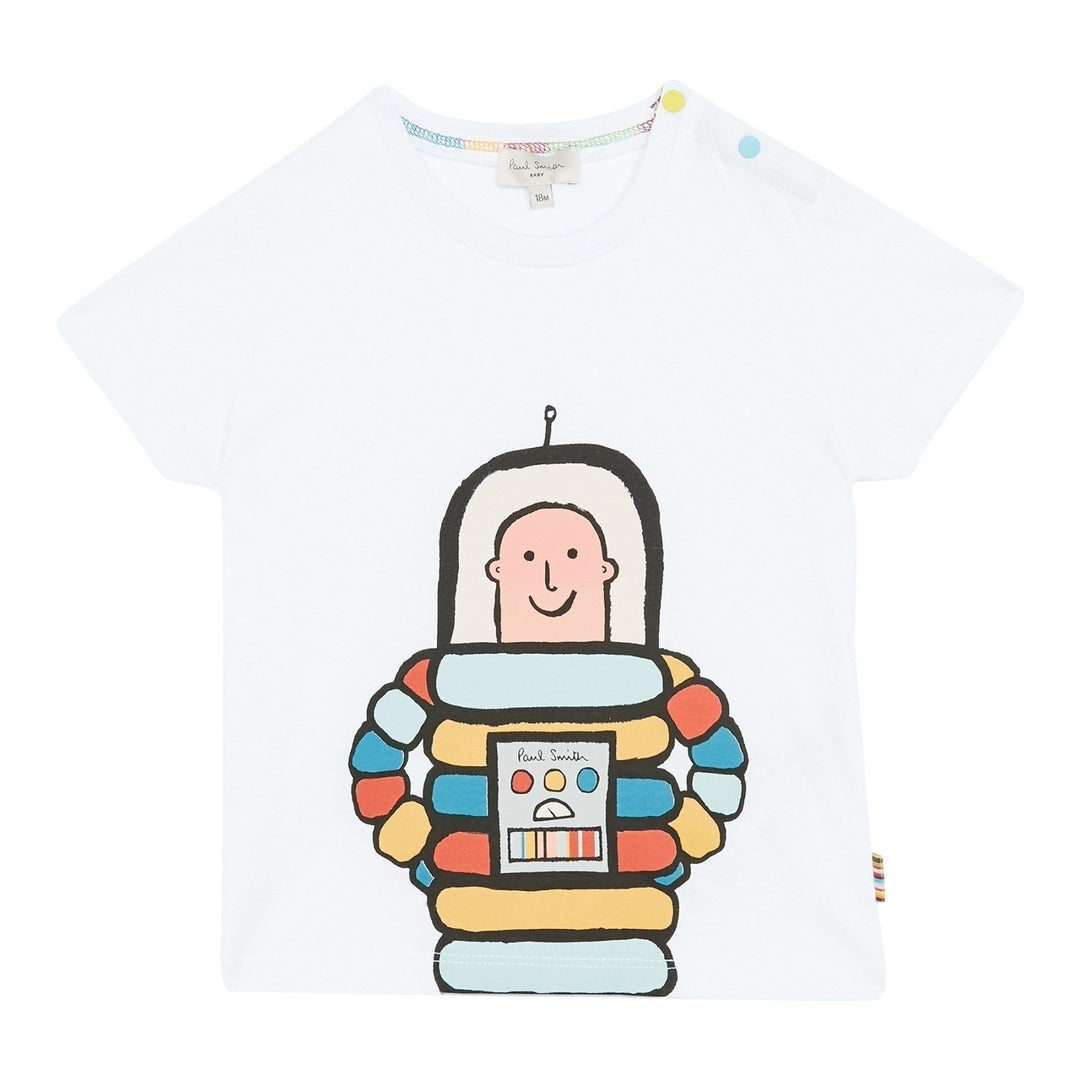 Paul Smith Junior Kids Rodrigue Astronaut Print T-Shirt in White 5L10601 01