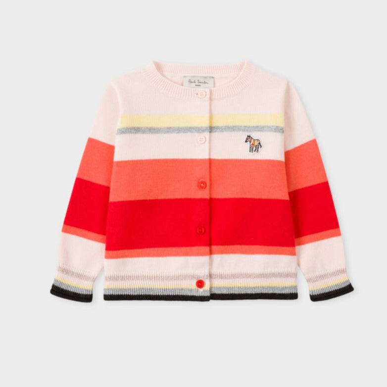 Paul Smith Junior Kids Girls Pink Stripe Zebra Cardigan 5L18012 92
