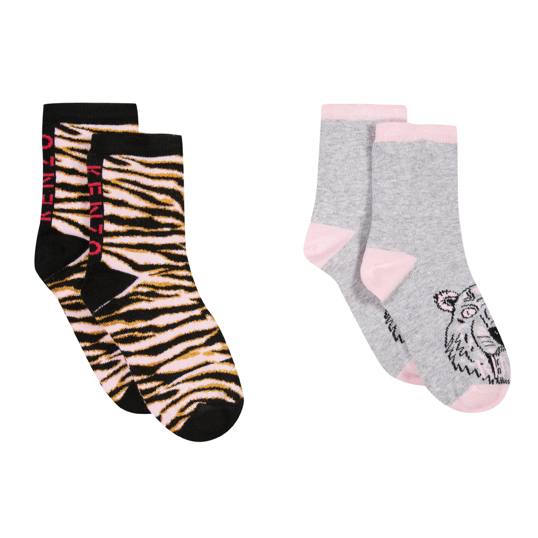 Kenzo Kids 2-Pack Tiger Socks in Light Pink
