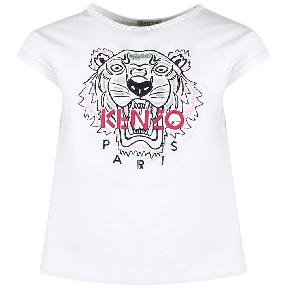 Kenzo Kids Girls Tiger T-Shirt in White KL1006801