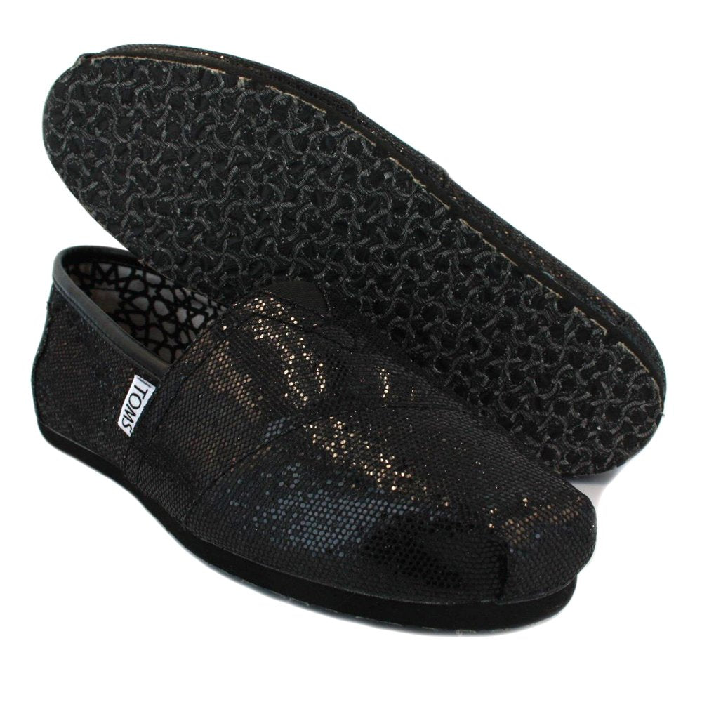 TOMS Women's Glitter Black Slip On Shoes