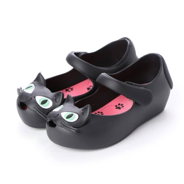 Mini Melissa Kids Baby Girl Ultragirl II Cat Sandals Shoes in Black