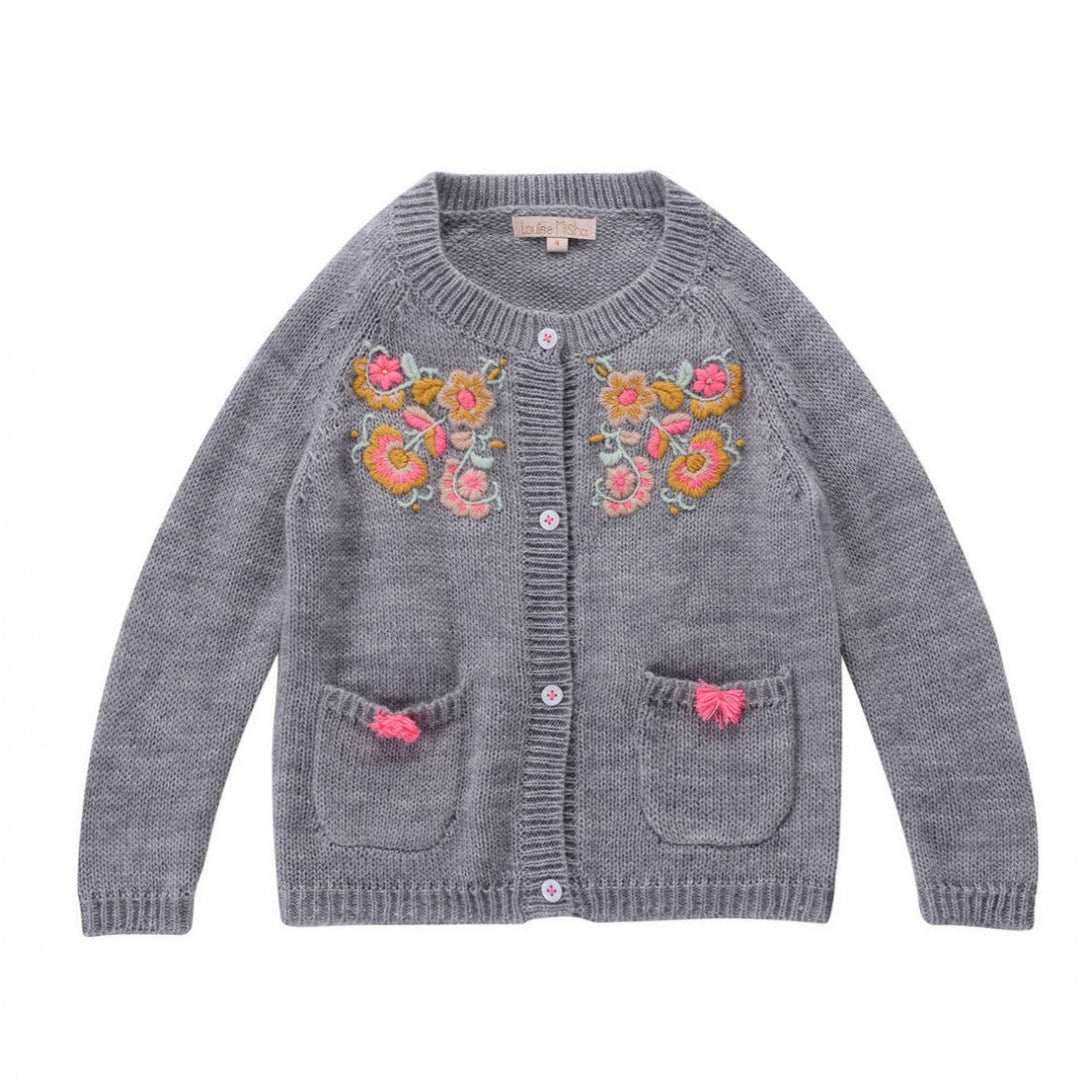 Louise Misha Kids Girl's Gilet Velika Sweaters in Light Grey
