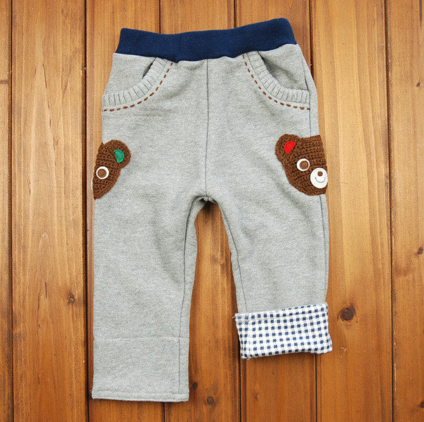 Miki House Kids Bear Sweatpants in Gray