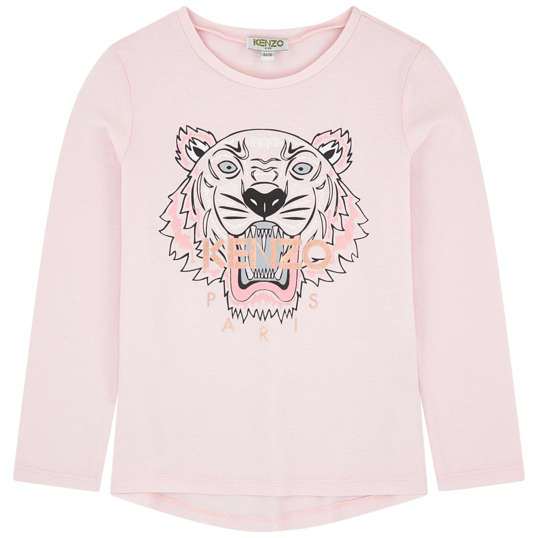 Kenzo Kids Girls Pink Cotton Tiger Top