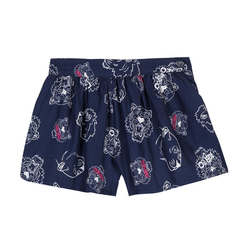 Kenzo Kids Tiger Icons Print Shorts in Navy