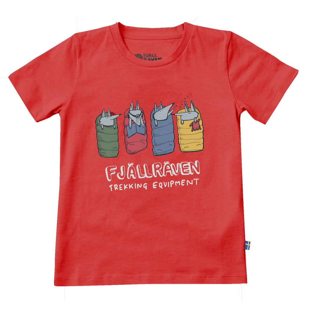 Fjallraven Kids Sleeping Foxes T-Shirt in Red