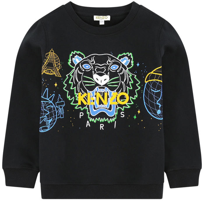 Kenzo Kids Tiger Cotton Sweatshirt in Black
