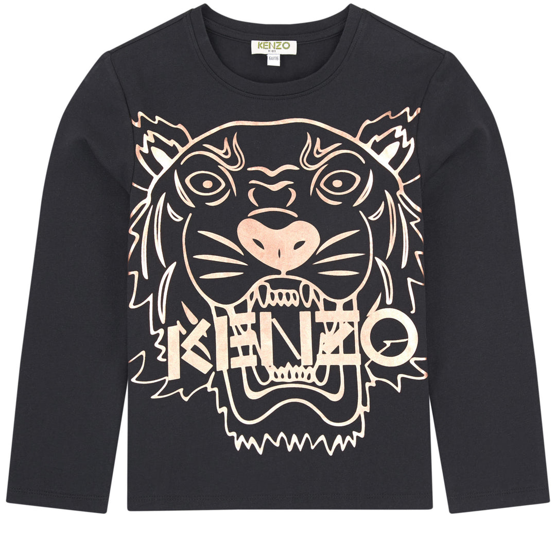 Kenzo Kids Black Cotton Tiger Top