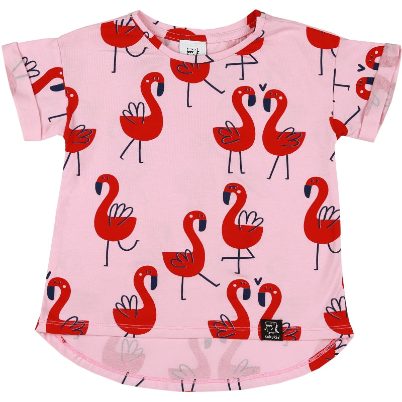 Kukukid Kids Girl T-Shirt - Pink Flamingos