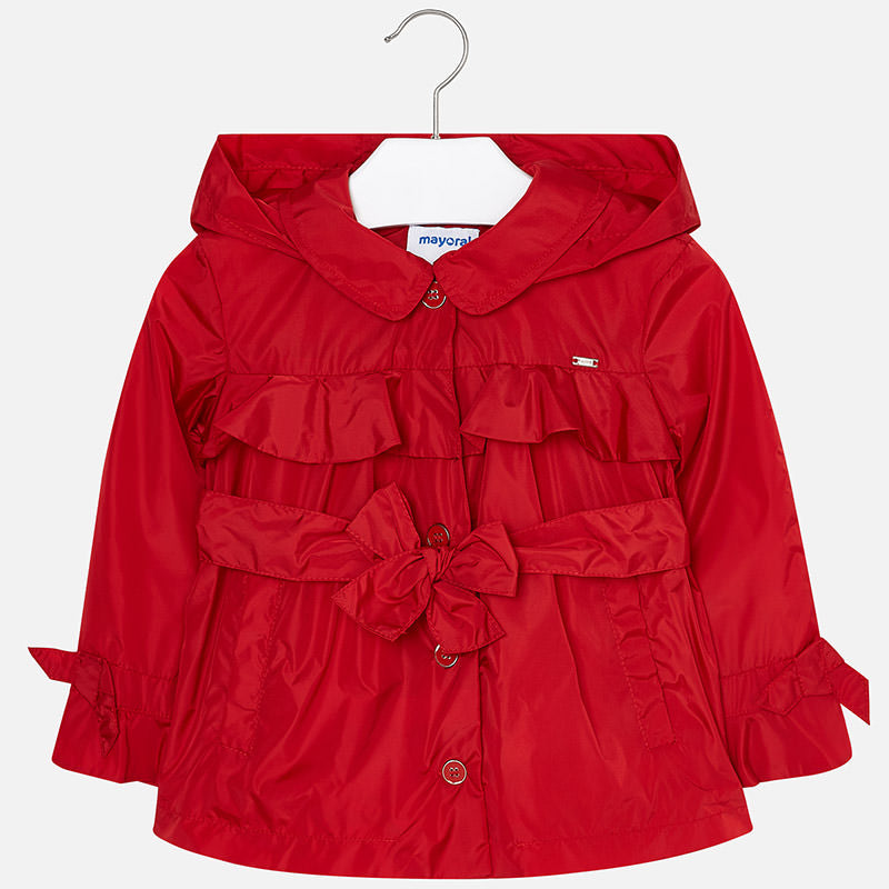 Mayoral 3415-086 Kids Girl Ruffle Windbreaker Jacket in Red