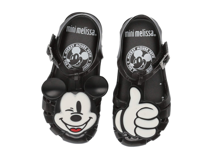 Mini Melissa Kids Girls/Boys "Aranha + Mickey" Friends Jelly Sandals Shoes in Black