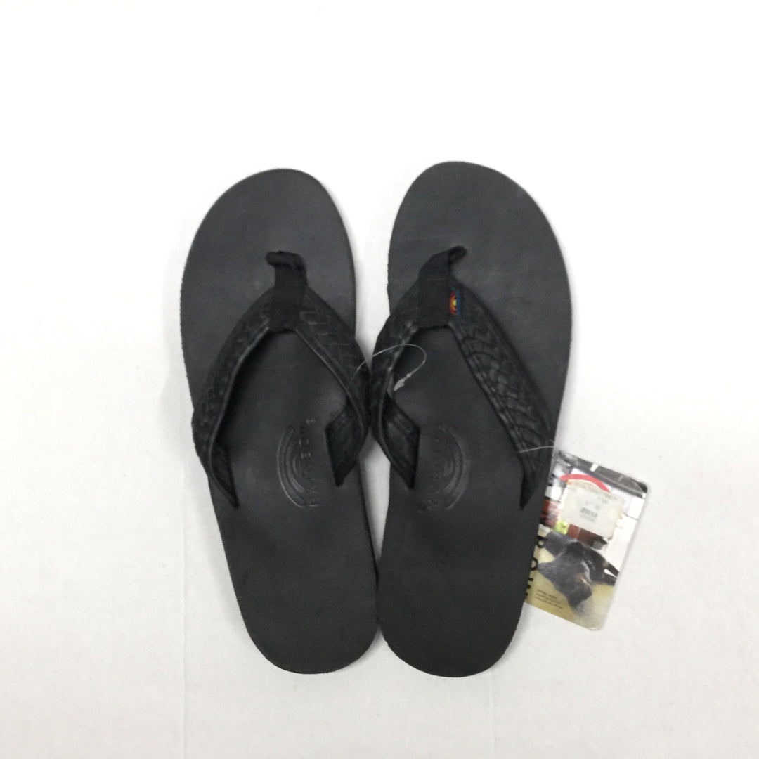 Rainbow Mens Leather Flip-Flops Sandals - Black