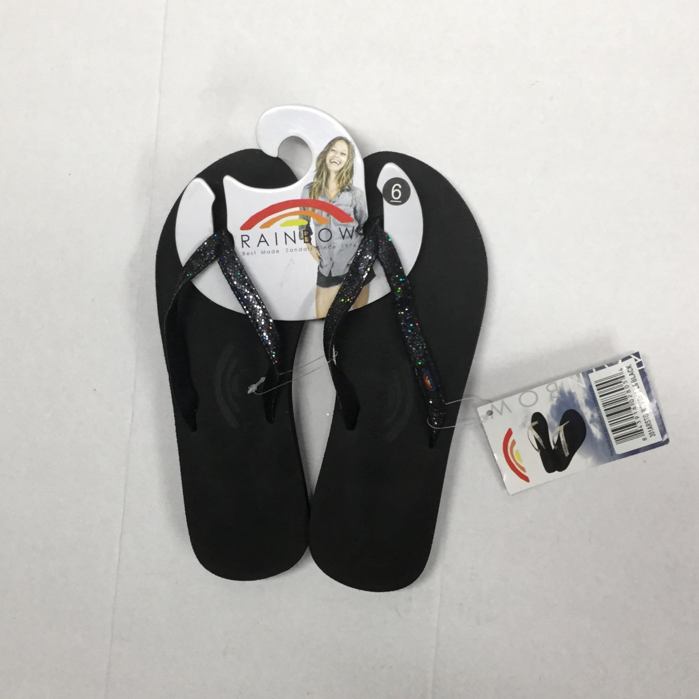 Rainbow Leather Flip-Flops Sandals 301ARSTG Women‚Äôs Black