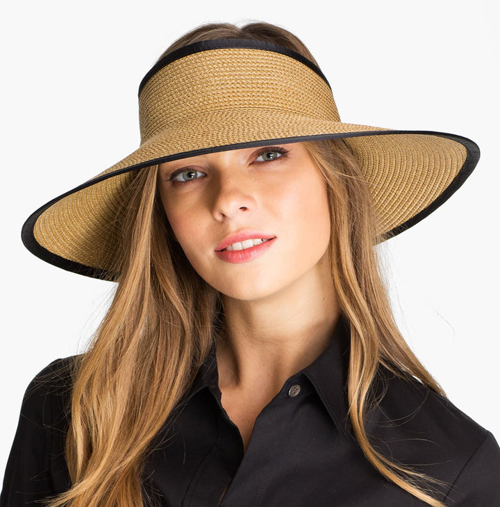 Eric Javits Lil' Squishee Visor 13490 Natural/Black Sun Hat
