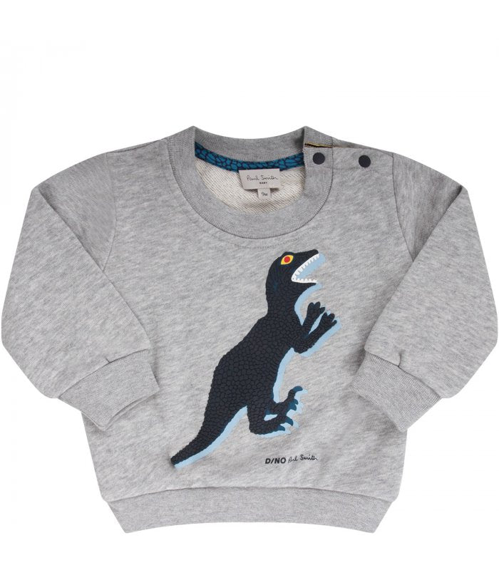 Paul Smith Junior Kids Dino Sweatshirt in Marl Grey 5P15511 240
