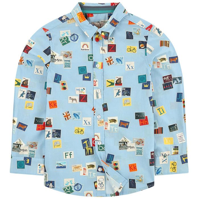 Paul Smith Junior "Stamps Collector" Light Blue Shirt