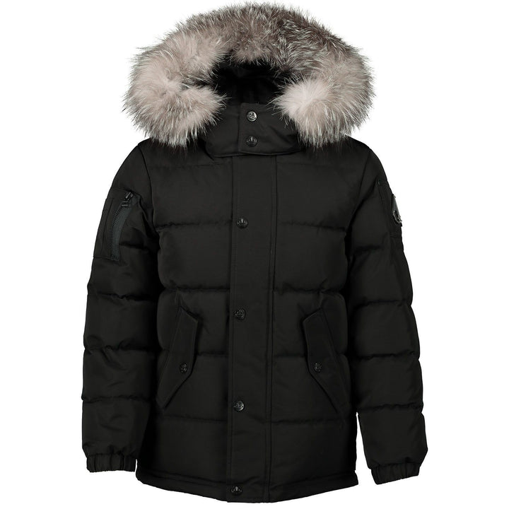 Moose Knuckles Kids Unisex Midcore Winter Jacket in Black / Frost Fox Fur