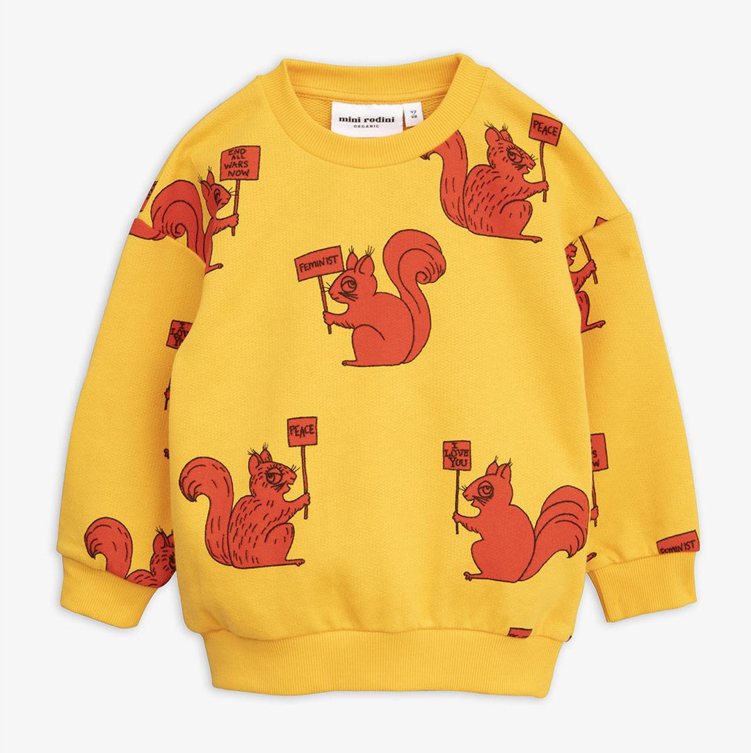 Mini Rodini Kids Squirrel Sweatshirt in Yellow