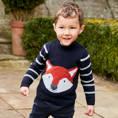 Jojo Maman Bebe Kids Boy's Navy Fox Sweater