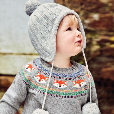 Jojo Maman Bebe Kids Marl Gray Fox Fair Isle Sweater