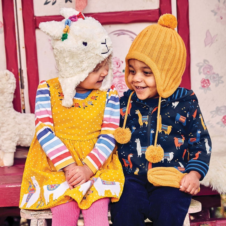 Jojo Maman Bebe Kids Navy Llama Print Reversible Hoodie/Jacket
