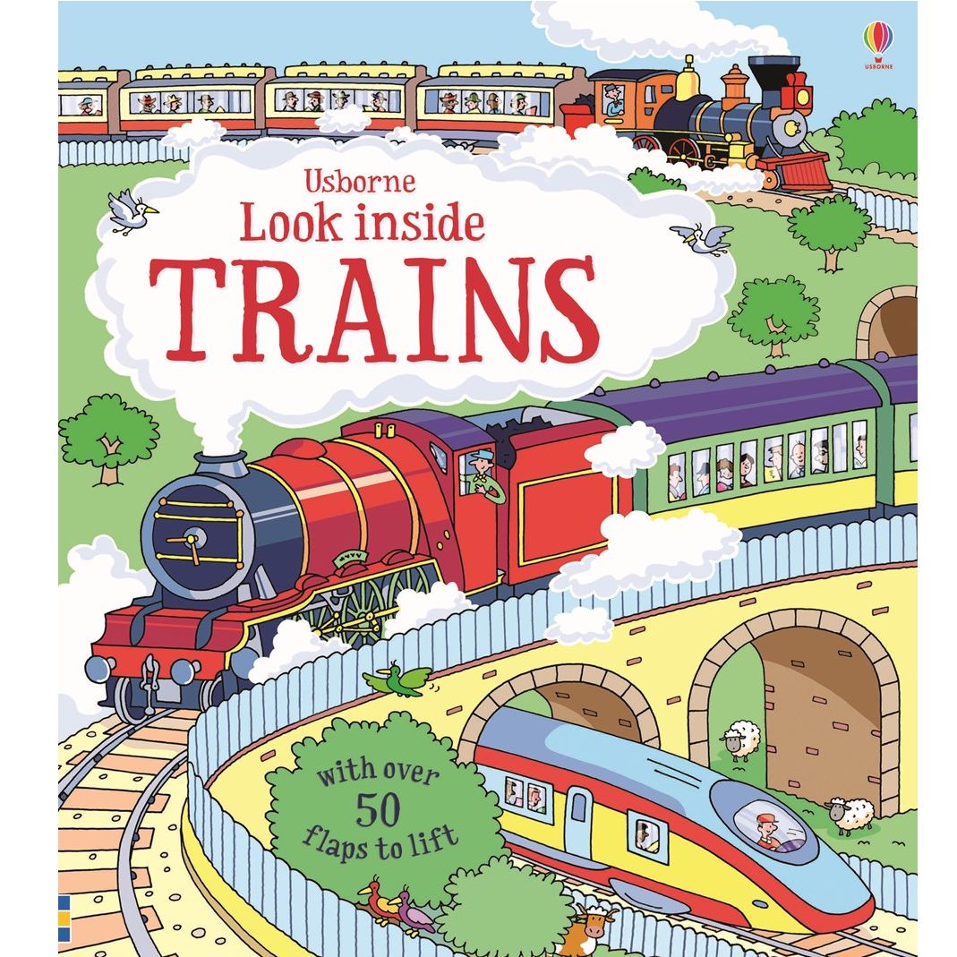 >USBORNE Look Inside Trains (5Yr&Up, Board book)