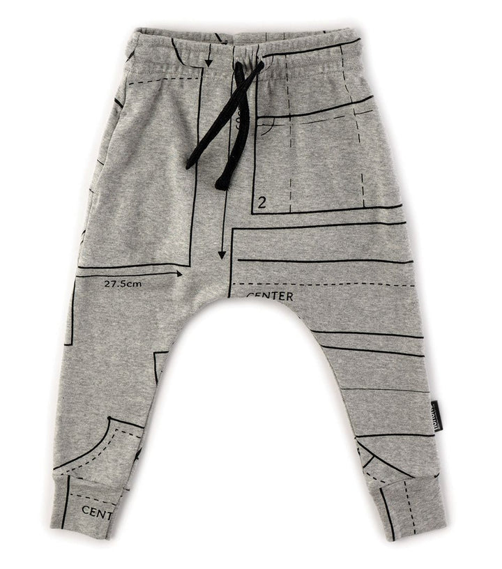 Nununu NU2567 Kids Sewing Pattern Baggy Pants in Heather Grey